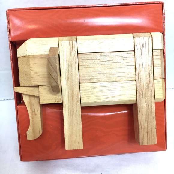 Elephant 3-D  Wood Animal Mindbender Puzzle NOS - Picture 2 of 6